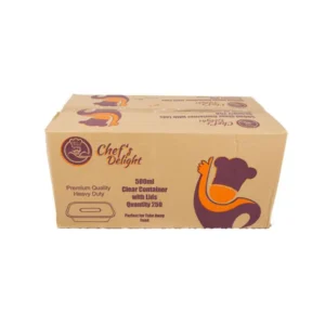 Chef Delight 500ml Clear Plastic Containers Lids 250pcs